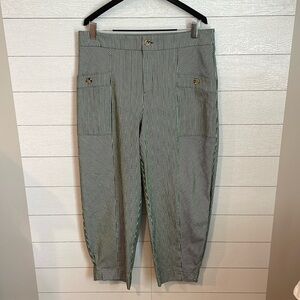 Eloquii Women's Striped Trousers Rainforest White Size 14 Workwear Formal Dress‎